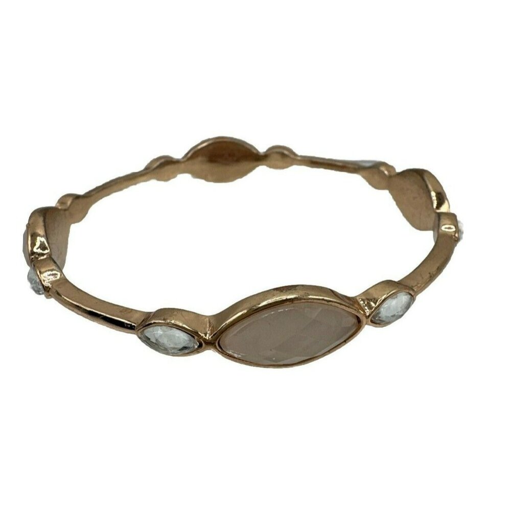 Rose Gold Tone Fashion Costume Jewelry Bracelet Bangle Gemstone 3" Diameter